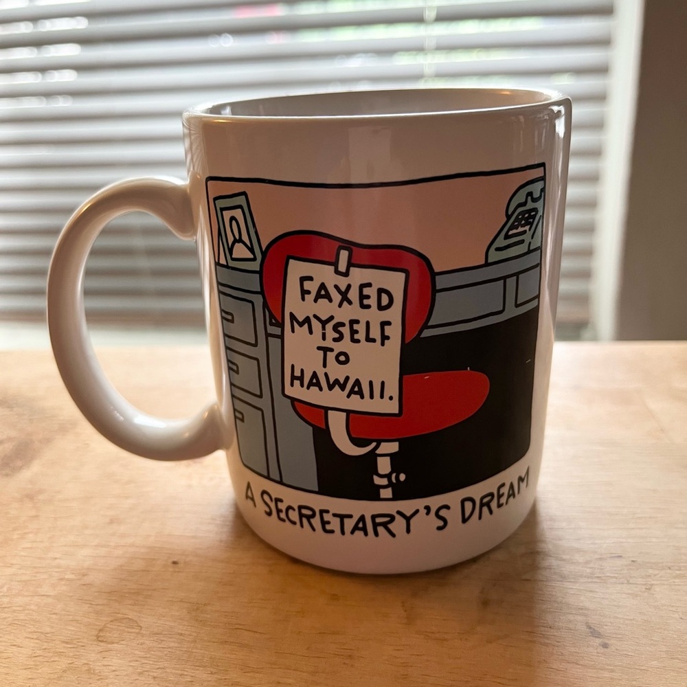 Vintage Hallmark Shoebox Secretary’s Dream Coffee Mug - Faxed Myself to Hawaii